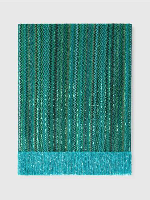 Missoni Viscose stole in zig zag lamé with sequins and fringes