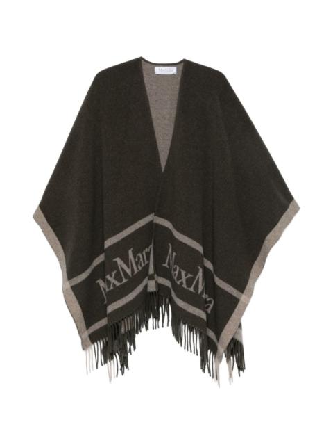 Max Mara logo-print fringed poncho