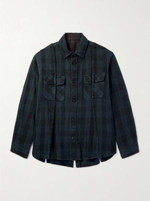 sacai Panelled Checked Cotton-Flannel Shirt