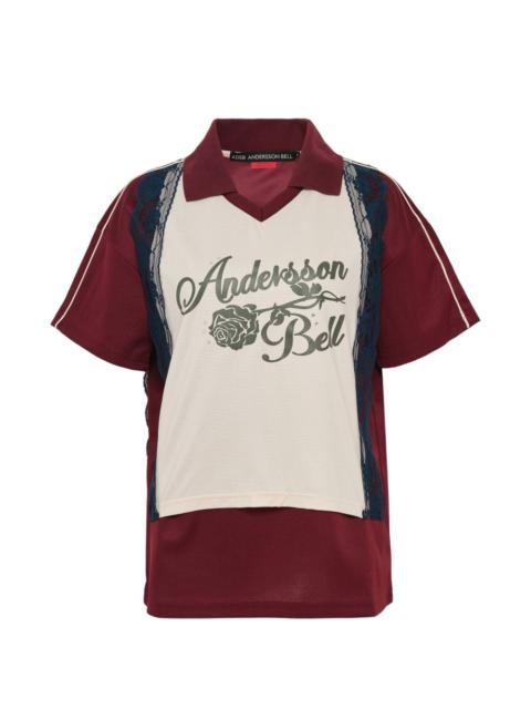 Andersson Bell lace-trim polo-collar T-shirt