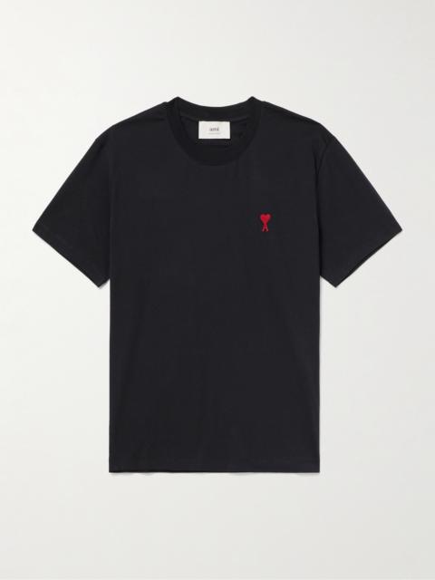 AMI Paris Logo-Embroidered Stretch Organic Cotton-Jersey T-Shirt