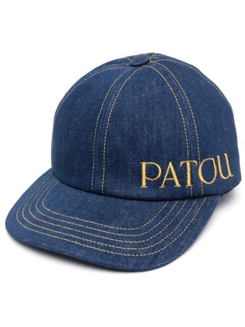 PATOU denim embroidered-logo cap