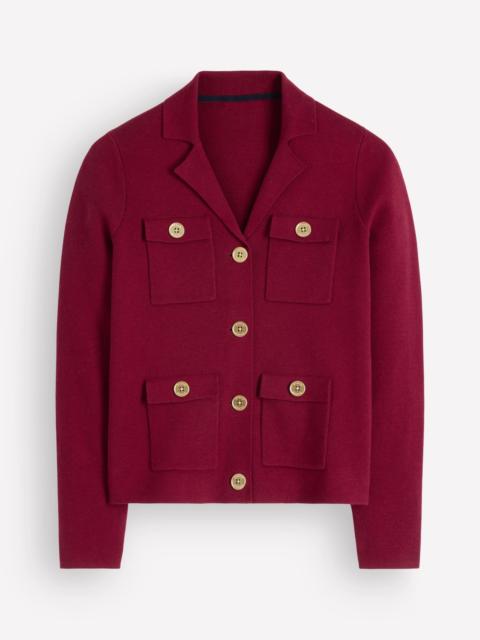BODEN Phoebe Collared Knitted Jacket-Merlot