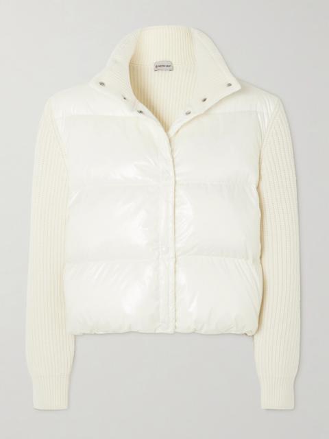 Moncler Ribbed Wool And Quilted Shell Down Hoodie