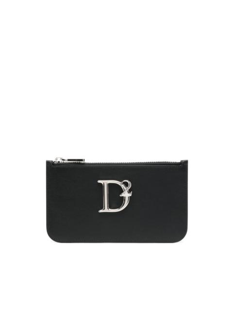 logo-plaque leather purse
