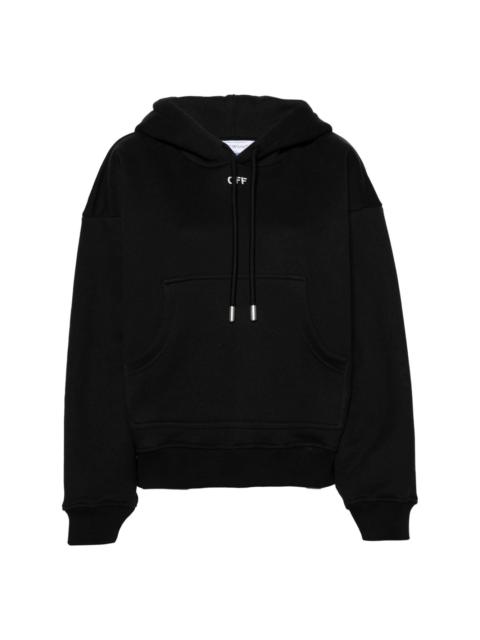 Off-White logo-embroidered cotton hoodie