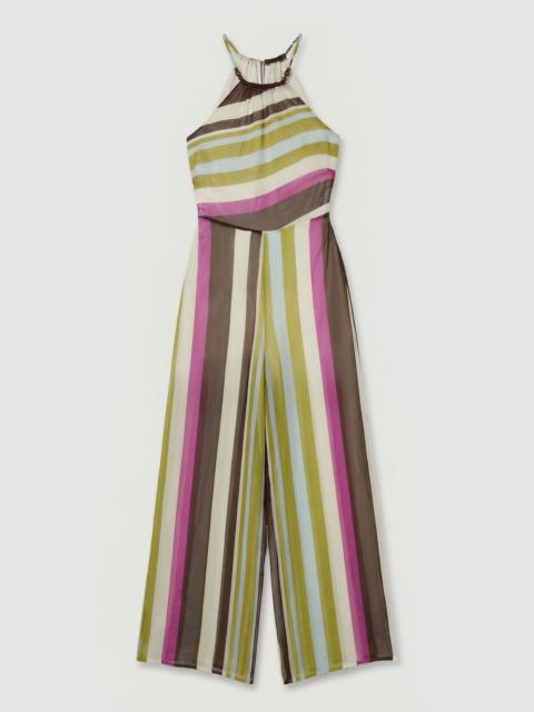 KAREN MILLEN Beach Viscose Georgette Stripe Cover Up Jumpsuit