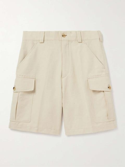 Bizen Wide-Leg Cotton and Linen-Blend Canvas Cargo Shorts