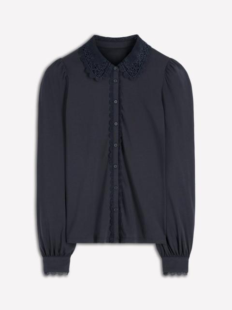 BODEN Lace Collar Blouse-Navy