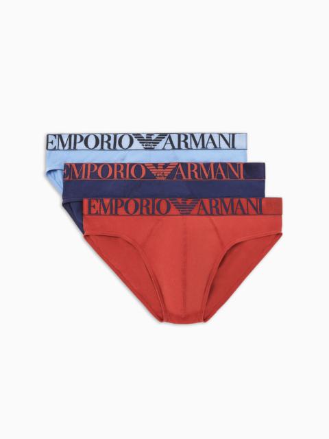 EMPORIO ARMANI Three-pack of ASV shiny logoband organic-cotton briefs