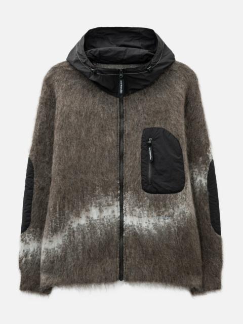 and Wander JACQUARD SHAGGY KNIT F/Z HOODIE