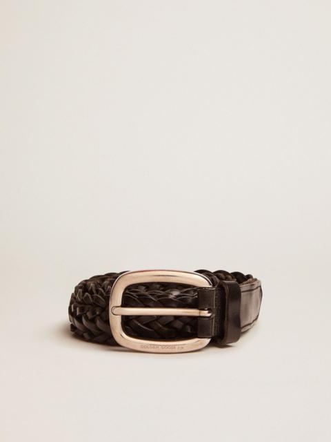 Men’s belt in black braided leather