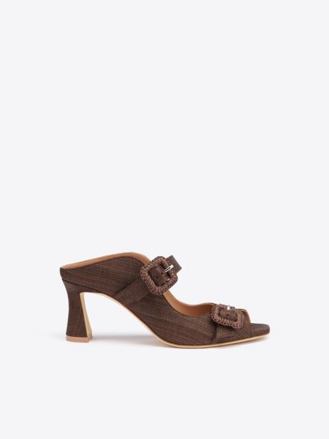 MALONE SOULIERS Kimberly 70 Dark Brown Raffia Sandals