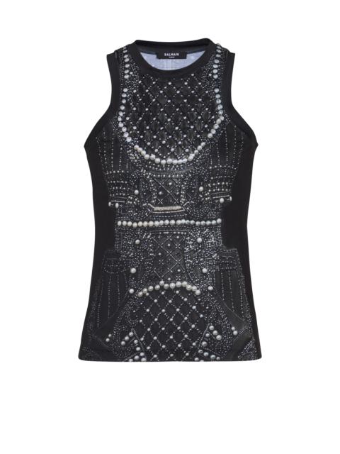 Balmain Soft tank top with faux embroidery print