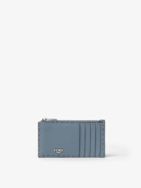 FENDI Card Holder Selleria Mercury blue and dark gray Selleria card holder with 78 hand-sewn stitches