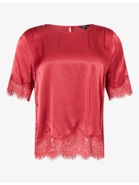 Rails Sonora Lace-Trim Satin Top