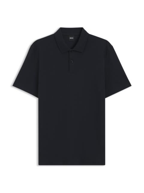 BOSS COTTON-BLEND POLO SHIRT WITH BUBBLE-STRUCTURED JACQUARD