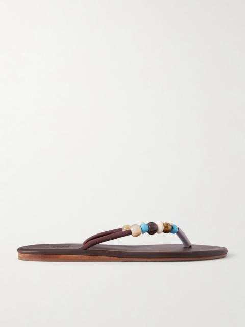 ANCIENT GREEK SANDALS Saionara Bead-embellished Leather Flip Flops