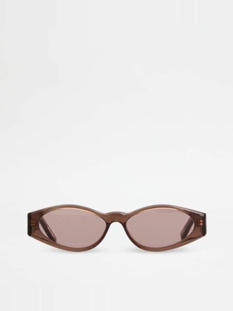 Tod's OVAL SUNGLASSES - BROWN