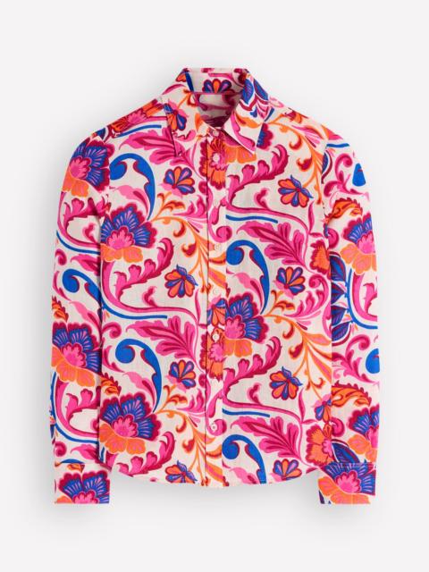 BODEN Sienna Linen Shirt-Pink Power, Flourishing Meadow