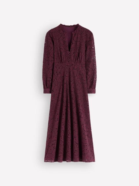 BODEN Cassie Lace Tea Dress-Dark Cherry