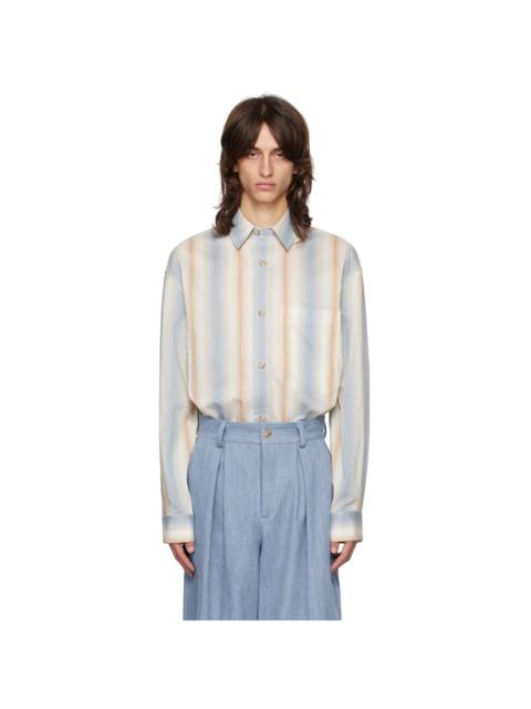KING & TUCKFIELD Blue & Beige Pocket Oversized Shirt