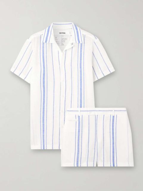 BETTTER Aaron striped linen shirt and shorts set