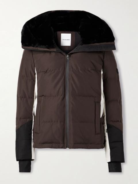 Yves Salomon Shearling-trimmed color-block padded shell ski jacket Brown