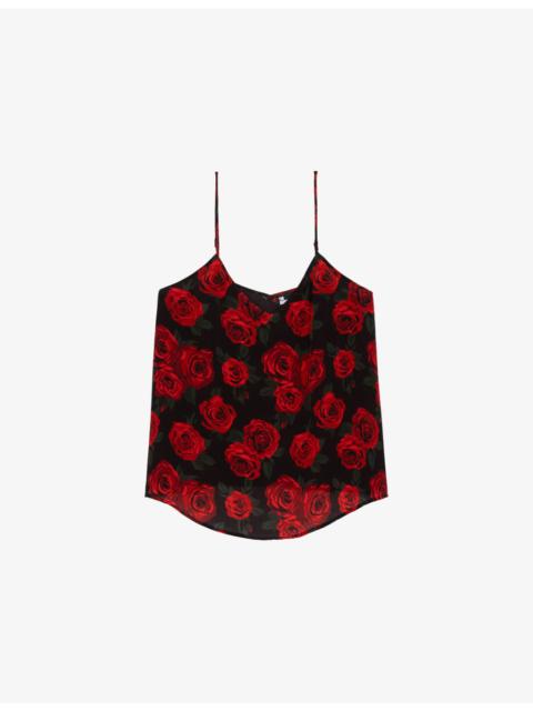 The Kooples Floral-Print V-Neck Woven Blouse
