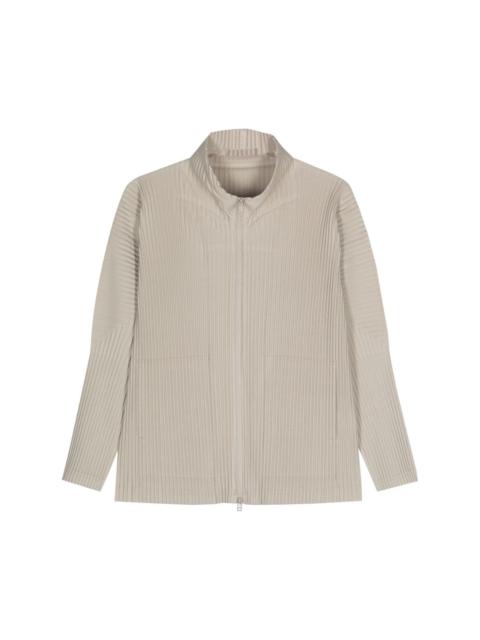 zip-up pleated shirt