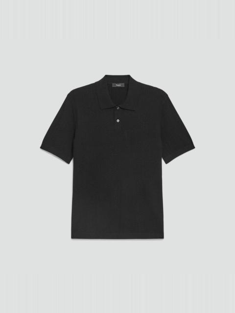 Theory Soris Cable-Knit Polo Shirt in Light Bilen