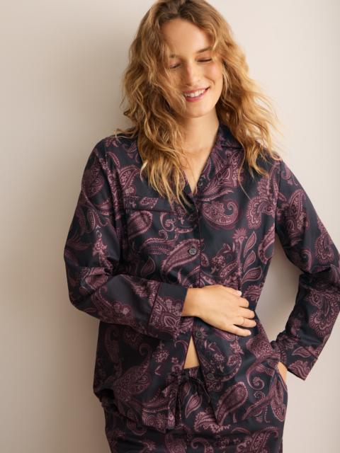 Derek Rose Ledbury Cotton Batiste Pajamas Night Gray & Wine Paisley
