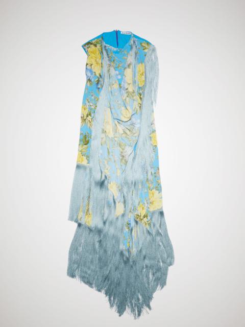 Acne Studios Flower print fringe dress - Blue