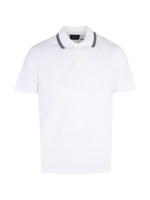 Brioni striped-trim piqué polo shirt