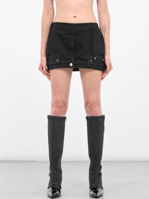 VETEMENTS Black Upside-Down Denim Mini Skirt