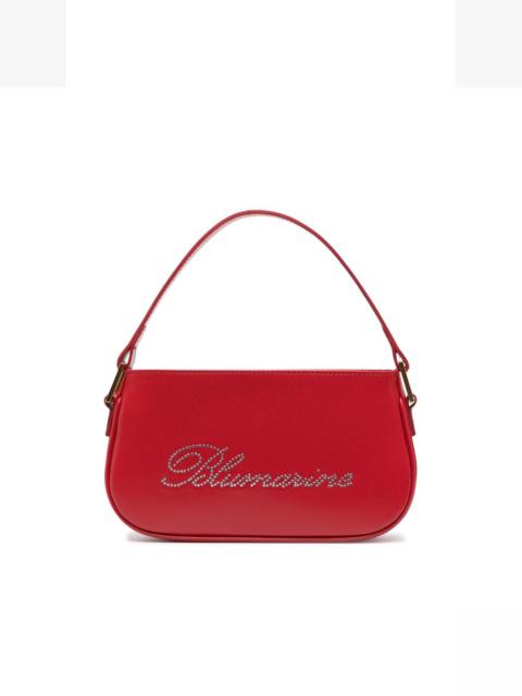 Blumarine rhinestone-logo leather shoulder bag