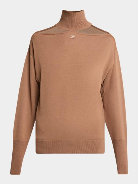 courrèges Logo Cut-Out Merino Wool Sweater
