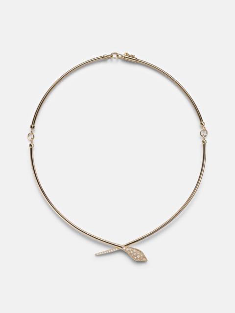 SYDNEY EVAN Snake 14kt gold pendant necklace with diamonds