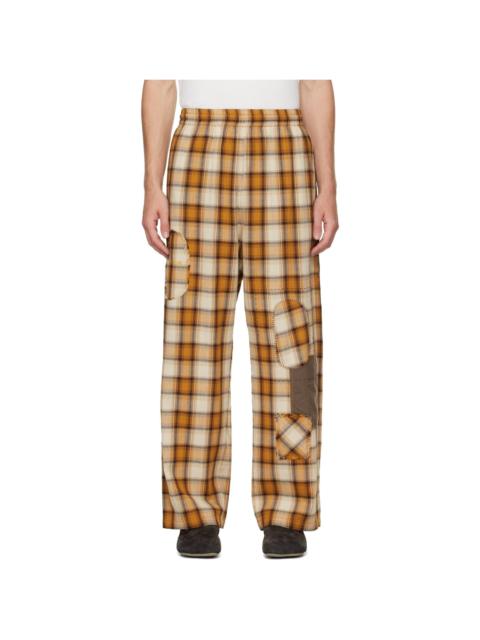 We11done Yellow Repaired Check Trousers