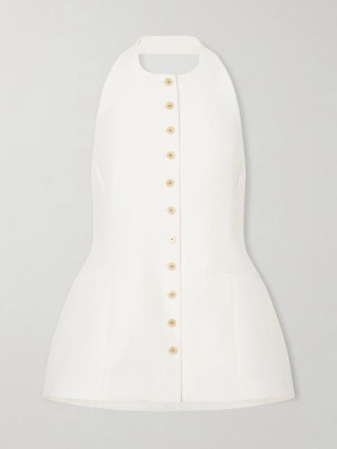 HEIRLOME Lupita halterneck sleeveless wool and silk-blend top White