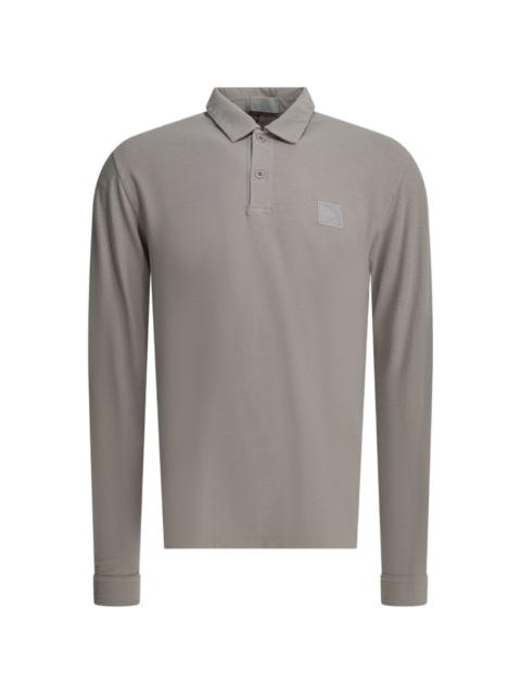 Stone Island logo-patch long-sleeve polo shirt