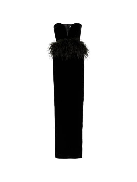THE NEW ARRIVALS ILKYAZ OZEL Sienna feather strapless maxi dress