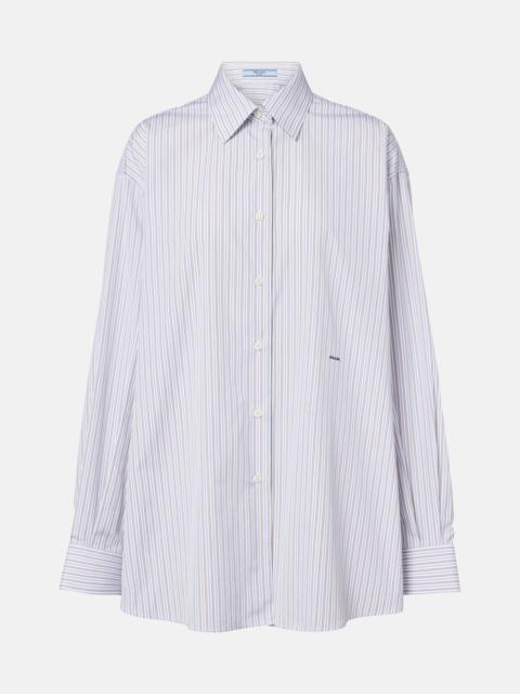 Prada Striped oversized cotton poplin shirt