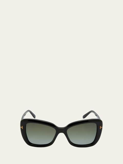 TOM FORD Maeve Havana Acetate Butterfly Sunglasses