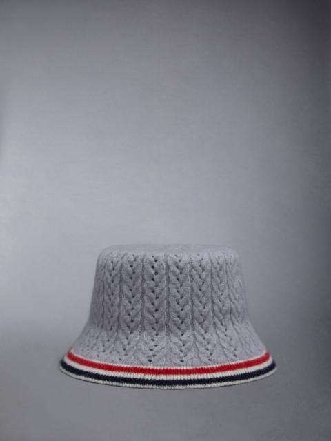 Wool Silk Cashmere Pointelle Stripe Bucket Hat