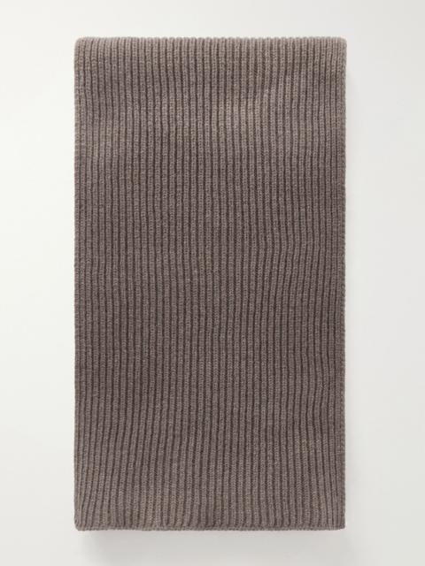 JOHN SMEDLEY Stark Ribbed Recycled-Cashmere and Wool-Blend Scarf Brown