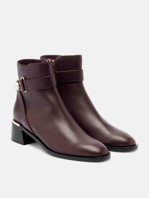 JIMMY CHOO Noor 45 embellished leather ankle boots