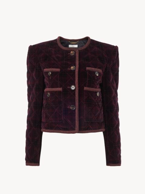 Chloé BOXY COLLARLESS JACKET IN CHECK COTTON
