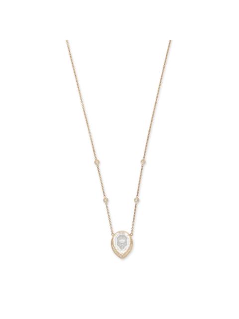 JACQUIE AICHE Small Pave Carved Eye Burst Clear Quartz Teardrop Necklace