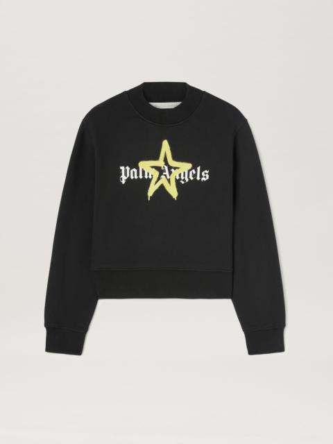 Palm Angels Star Sprayed Fitted Crew  Black Yellow